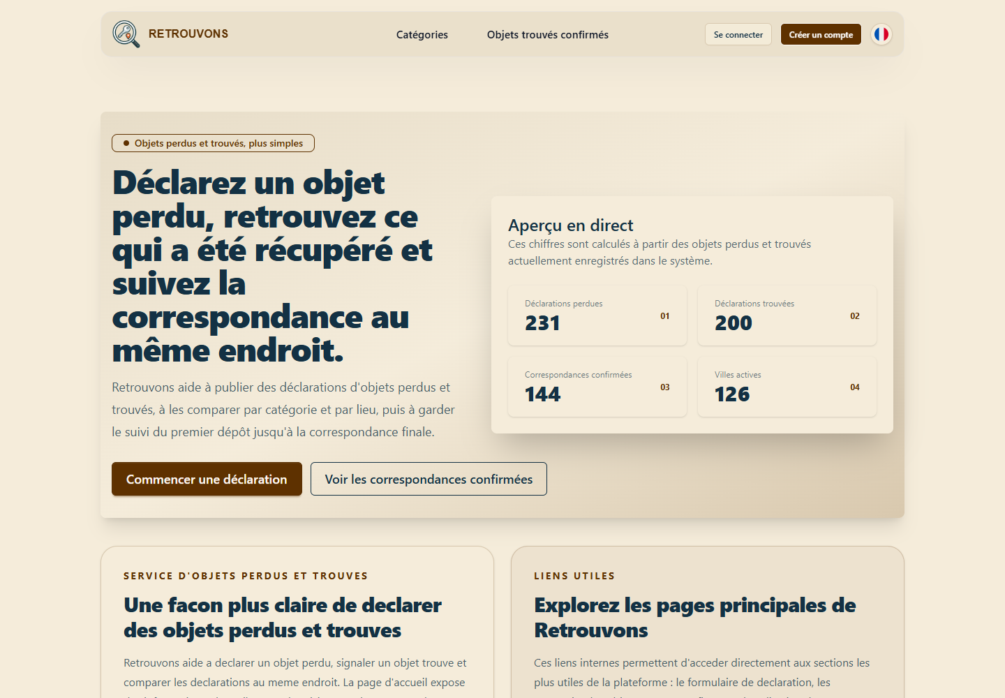 Illustrated preview of a modernized web platform for retrouvons.fr
